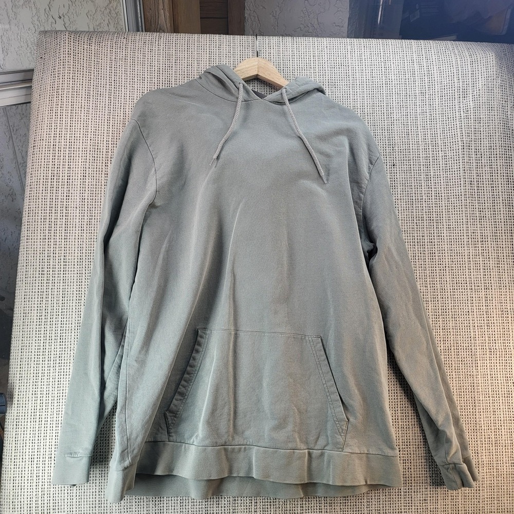 ASOS Hoodie Mens 2XL Gray Sage Green Pullover Kangaroo Pocket Casual Sweatshirt